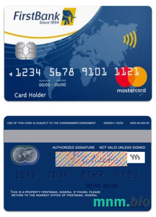 Nigeria FirstBank przykład karty mastercard w formacie PSD